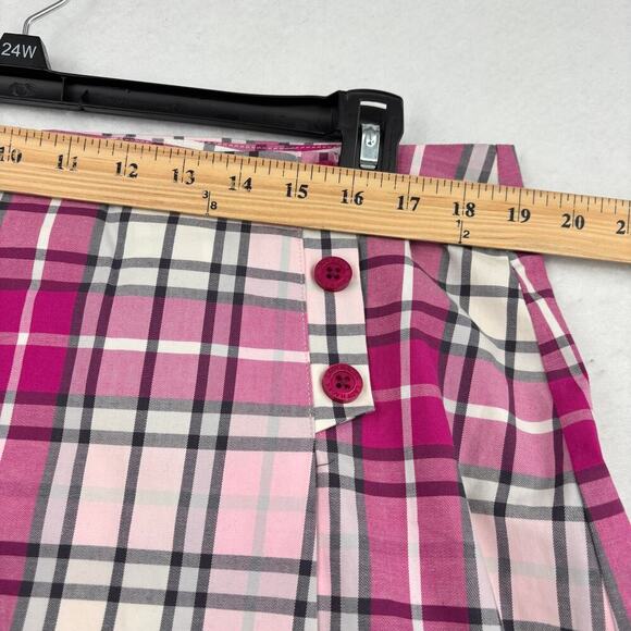 Lady Hagen Golf Skort Size 16 Pink Plaid Breast Cancer Logo Built in Shorts Zip - Picture 8 of 11